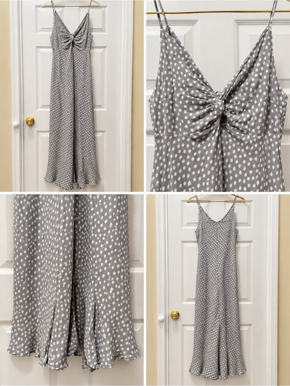 Abercrombie & Fitch Gray Polka Dot Midi Dress